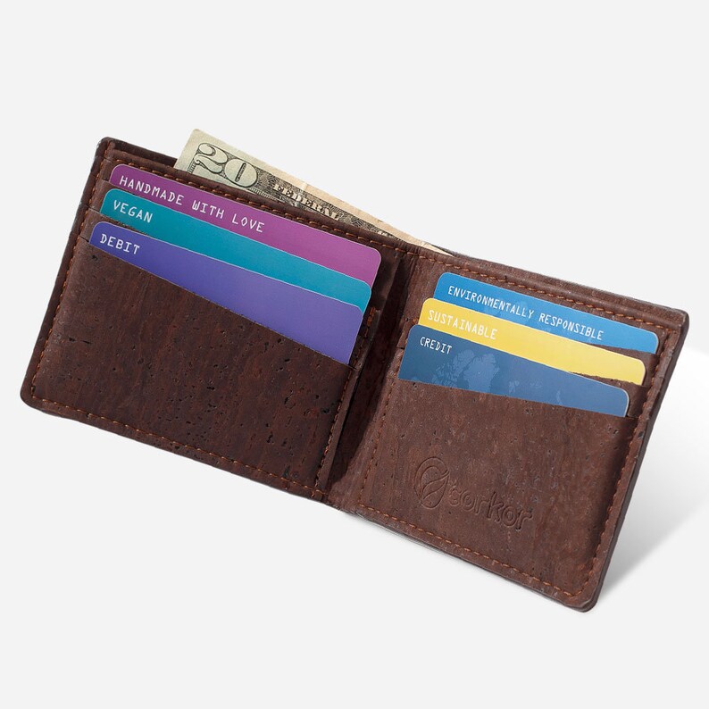 Vegan Leather Wallet Cork Wallet Men Slim Bifold Sustainable Etsy