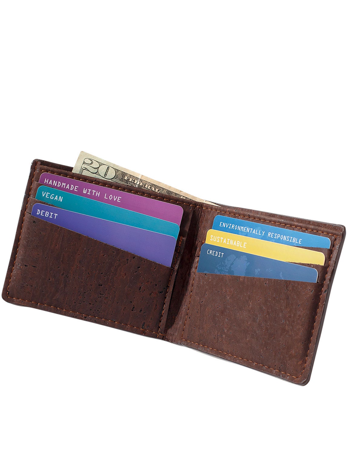 Vegan Leather Wallet Personalized Cork Wallet Men Slim Bifold Sustain…