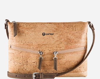 Vegane Umhängetasche für Frauen - personalisiertes graviertes Geschenk - Nicht-Leder Umhängetasche - Vegane Tasche - Frauentasche - Kork Geldbörse Cross-Body