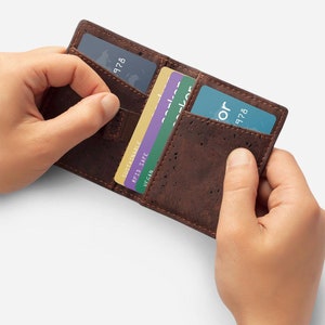 Cork Wallet Men Vegan - Personalized Engraved Gift - Slim Wallet Gift Non-Leather Faux Card Holder Vegan Wallet RFID Safe