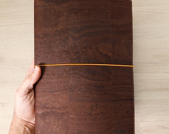 Cork A4 Portfolio Journal Cover: Vegan Notebook for Men & Women