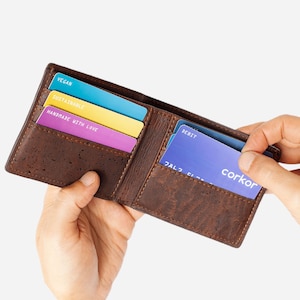 Vegan Wallet Men Gift Cork Wallet Non Leather Faux Sustainable Wallets for Man