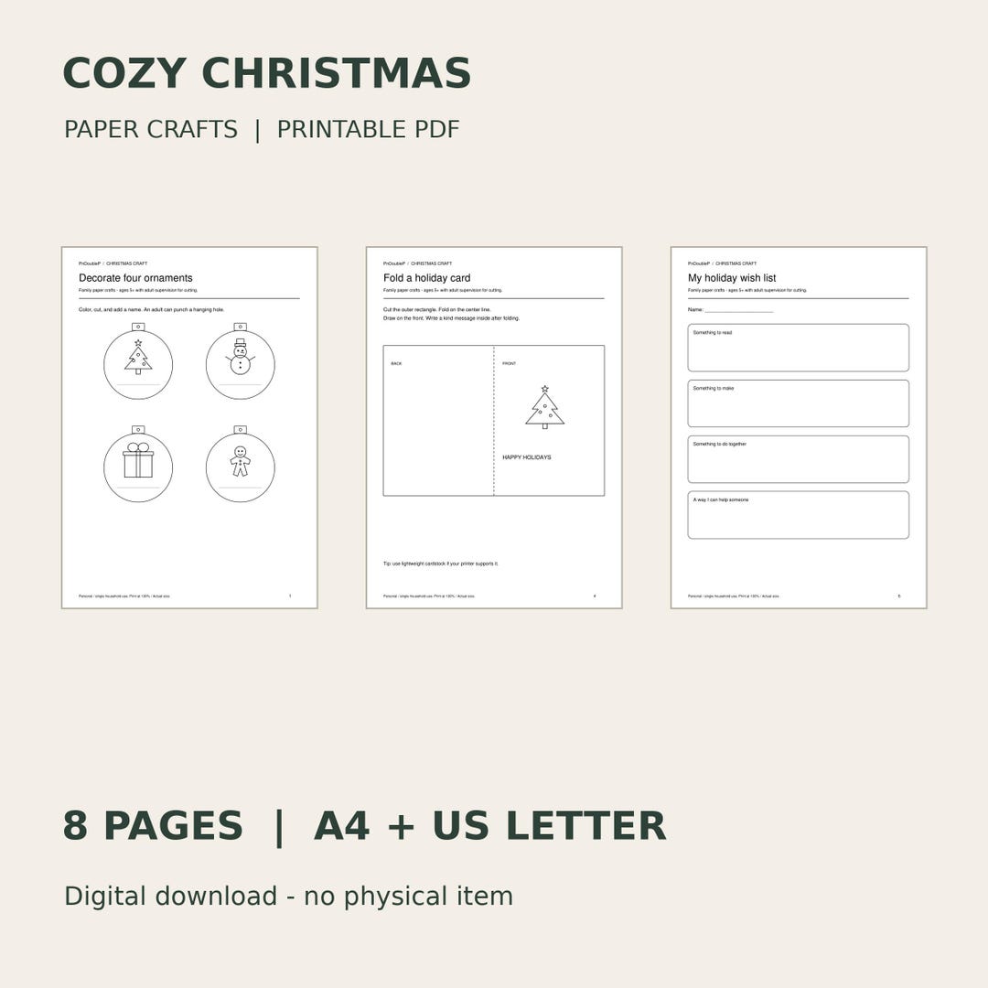Paper Chain Layout Christmas Crafts for Kids Printable, Christmas Coloring Ornaments, Gift ...