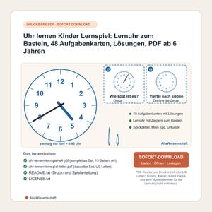 Kids' Analog Clock Learning Game: Printable Craft Set (PDF Download)