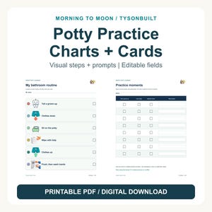 Potty Training Charts & Picture Prompts, Robot PDFs with Selected Editable Fields