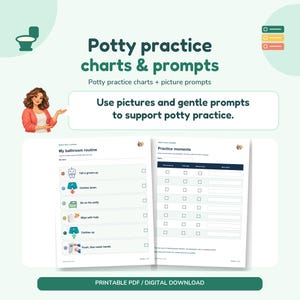 Potty Training Charts & Picture Prompts, Robot PDFs with Selected Editable Fields