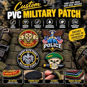 Patches militares personalizados em PVC, patches de moral táticos personalizados para polícia e exército, patches de borracha 2D/3D com velcro.