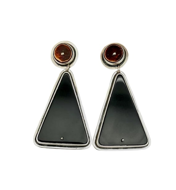 Tabra Silver Earring with Black Onyx