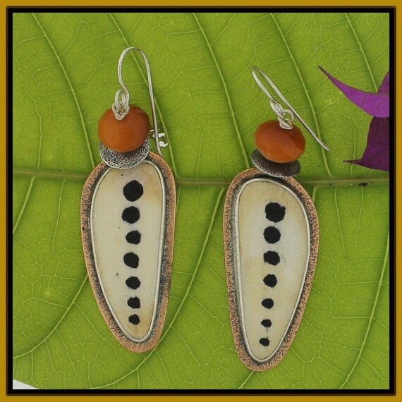 Tribal Earrings Bone Earrings Ethnic Earrings Ethnic Jewelry Geometric Pattern Gypsy Style Boho Earrings Boho Fashion Dangle Earrings