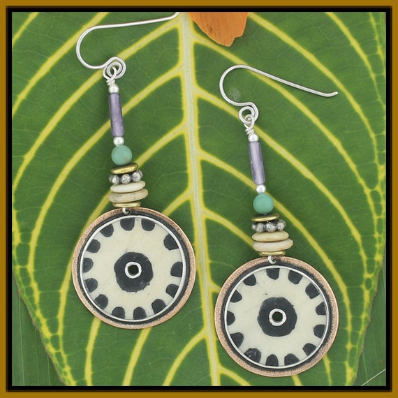 Tribal Earrings Bone Earrings Tribal Pattern Jewelry Beaded Earrings Statement Earrings Bone Jewelry Gypsy Jewelry Ethnic Earrings African