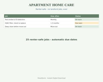 Pet Owner Home Care Planner for Google Sheets and Excel | Home and Pet Care in One