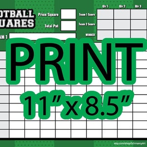 Football Squares Game Printable, Football Fundraiser, Football Betting Game, Football Square Grid