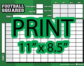 Football Squares Game Printable, Football Fundraiser, Football Betting Game, Football Square Grid
