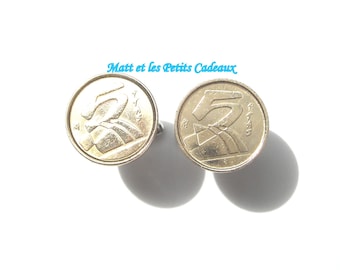 Cufflinks gilded Spanish coins 12 mm in diameter.