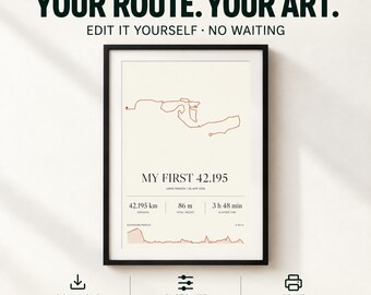 Mappa personalizzata del percorso della maratona, minimo tratto su strada e sentiero, modificabile a piacimento, senza tempi di attesa.