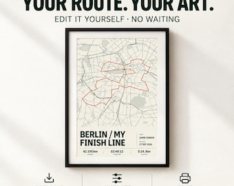 Mappa personalizzata della maratona, mappa di corsa modificabile, regalo personalizzato per corridori, nessun tempo di attesa, download digitale