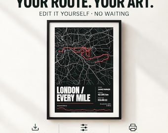 Mappa personalizzata della maratona, percorso su strada e sentiero, ricordo della gara modificabile, colori parziali per la frequenza cardiaca