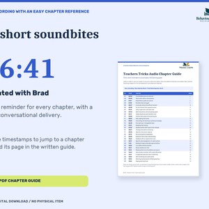 K&ouml;nnte beinhalten: Eine digitale Ressource mit dem Titel 30 short soundbites mit einer Dauer von 16:41, gesprochen von Brad. Sie enth&auml;lt einen Teachers Tricks Audio Chapter Guide mit Zeitstempeln und Seitenzahlen als MP3- und PDF-Download.