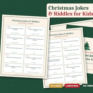 Christmas Jokes for Kids, Printable Lunch Box Notes, Kids Riddle Cards, Stocking Stuffer, Advent Calendar Fillers, Classroom Activity