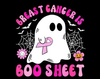 Breast Cancer Is Boo Sheet Halloween Breast Cancer Awareness PNG.