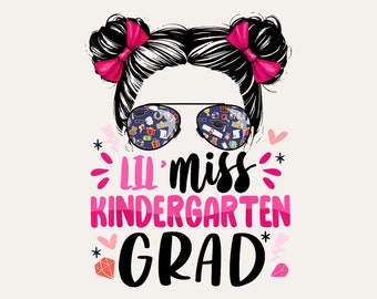 Little Miss Kindergarten Grad Graduation Graduated Girls Kid PNG