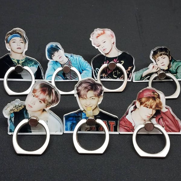 KPOP BTS Acrylic & Plastic Finger Ring Stand Holder Phone Grip Bangtan Accessories Cute Keyring Perfect Christmas Gift Holiday Gift