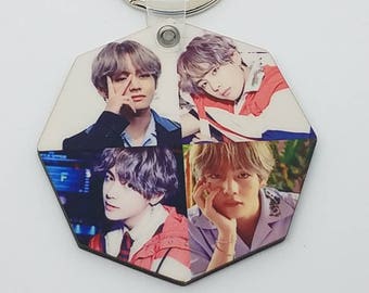 KPOP BTS Double-Side Print Wood Keychain BTS Keychain Bangtan Boys Keychains Cute Kpop Key Chains Perfect Christmas Gift Holiday Gift