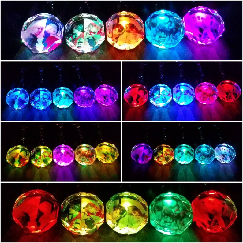 KPOP 5 Options BTS Crystal LED Keychain Bangtan Boys Bts Etsy