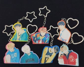 Kpop BTS Crystal Snow Album Bangtan Boys Acrylic Plastic BTS Keychain K-pop Keyring PendantCute Keychain Perfect Gift for fans