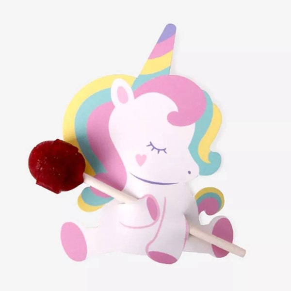 25 PCS Unicorn Lollipop Holder Decoration Cards Party Decorations Kids Candy Favors Decor for Guests