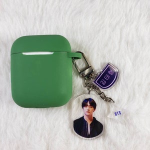 Airpods 1 & 2 compatible case with BTS charm V Jimin Jungkook Suga Rm Jin BTS Airpod case BTS Keychain
