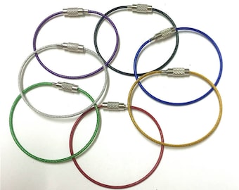 7 PCS Stainless Steel Wire Keychain Cable Rope Key Holder Cable Wire Keyring Perfect Christmas Gift Holiday Gift