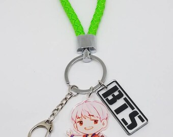 BTS Acrylic Keychain With 4th Muster Color Strap, Kpop Bangtan