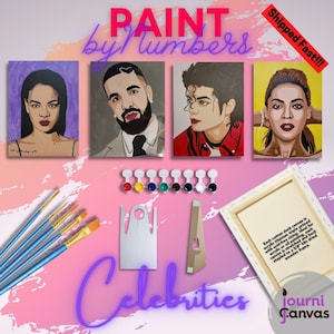 Paint by Numbers- 12x16 and 16x20 Outline Canvas Paint and Sip Party Kit for couples night/ girls night/ celebrity valentine&#39;s day