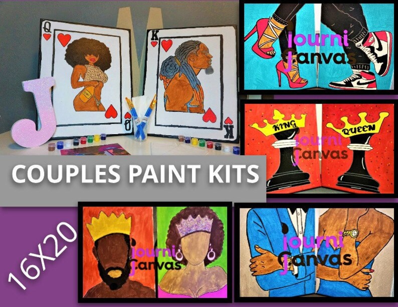 Couples 16x20 Paint Party Kit PreDrawn Outline Canvas for Etsy