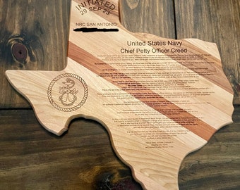 Texas Chief Petty Officer CPO Creed Cutting Boards