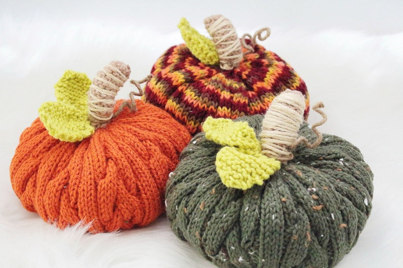 Braided Cable Pumpkin Knitting Pattern Only Fall Home Decor Pattern image 6