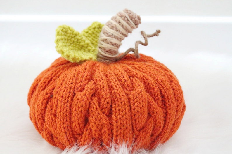Braided Cable Pumpkin Knitting Pattern Only Fall Home Decor Pattern image 1