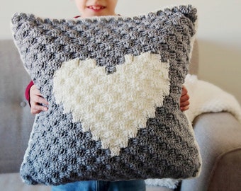 Sweetheart Pillow Cover - C2C Crochet Pattern - Digital Download