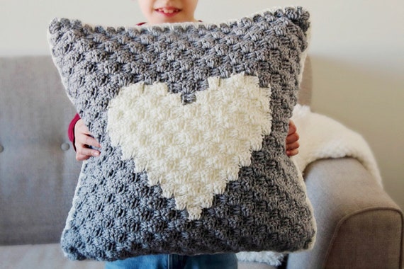 Sweetheart Pillow Cover C2C Crochet Pattern Digital Download Etsy