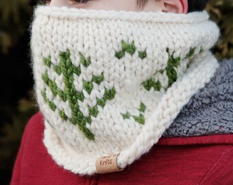 The Evergreen Cowl - Knitting Pattern - Digital Download - Knit Neckwarmer pattern - Knit Cowl Pattern