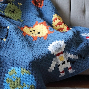 Outer Space C2C Crochet Blanket - Crochet pattern only - Digital Download - crochet solar system blanket