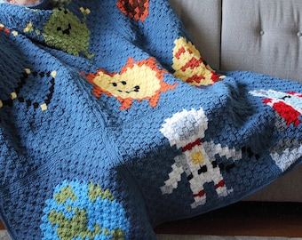 Solar System C2C Crochet Blanket Pattern – Outer Space Theme (Digital Download)