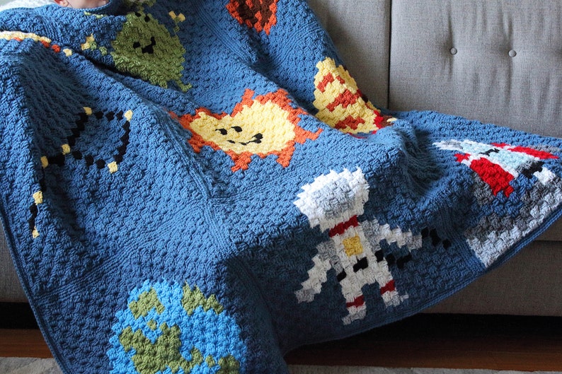 Outer Space C2C Crochet Blanket Crochet pattern only Digital Download crochet solar system blanket imagem 1