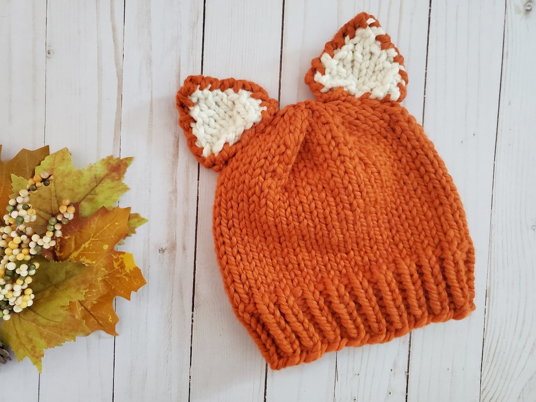 Fox Beanie - Knitting Pattern - Digital Download Only - Fox Beanie With ...
