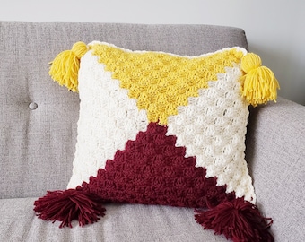 Tassel Pillow Cover - C2C Crochet Pattern - Digital Download - Crochet home decor