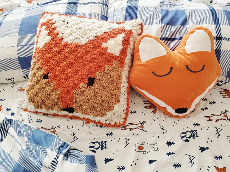 Fox Pillow Cover Pattern C2C Crochet Pattern Digital Download Only