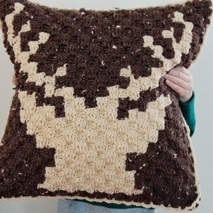 C2C Antler Pillow Cover Pattern - Crochet Pattern Only - Digital Download Only