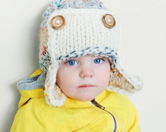 Aviator Hat Knitting Pattern – Baby Earflap Hat (Digital Download)