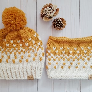 Fair isle Beanie and Cowl Pattern Bundle| Fair Isle Beanie| Fair Isle Cowl| Knit Hat| Knit Cowl